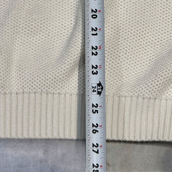 Izod Mens‎ Size XL Fair Isle Honeycomb Knit 1/4 Zip Sweater Cream Red Blue - Picture 4 of 13